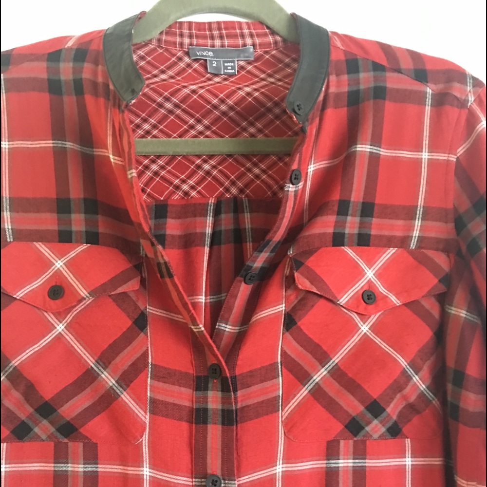 Vince Plaid Button Down Shirt